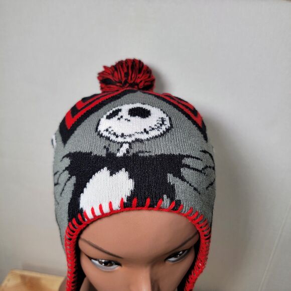 Disney Nightmare Before Christmas Kids Knit Trapper Pom Beanie Jack S - One Size - Picture 4 of 8